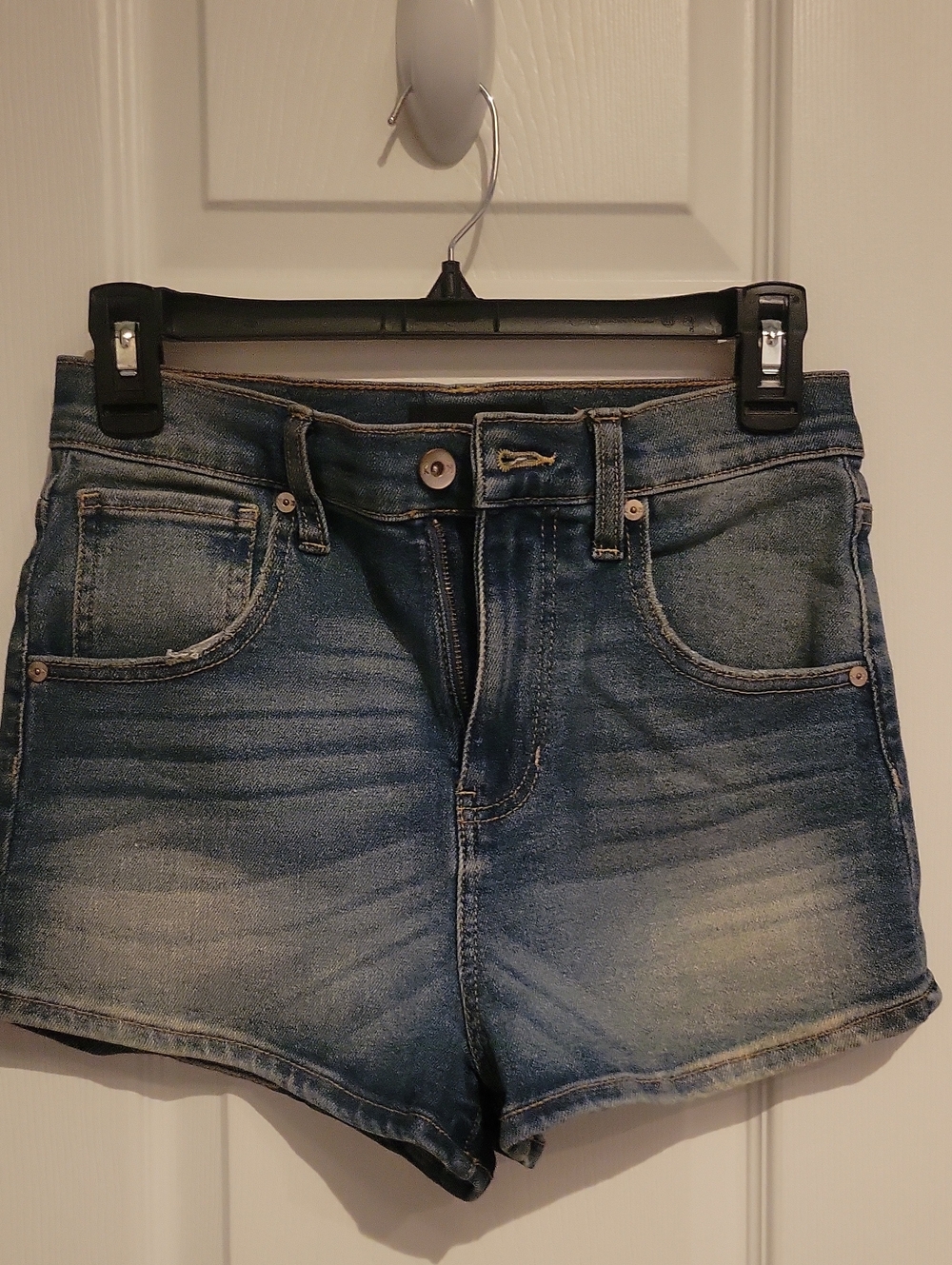 Kendall & Kylie Faded Blue Denim Jean Shorts - Casual Mid-Rise